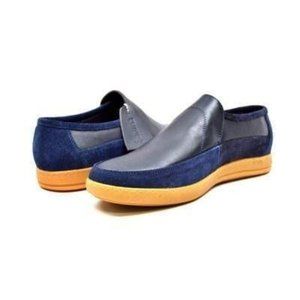 British Walkers Norwich Bally Style Men's Navy Blue Suede and Leather Slip ons